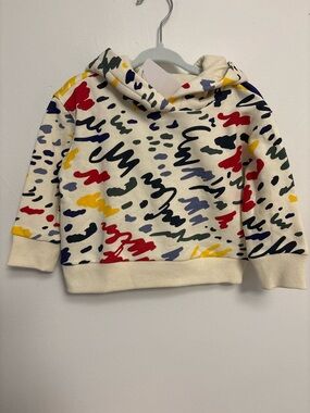 Cream Multicolor Scribble Print Kids Hoodie